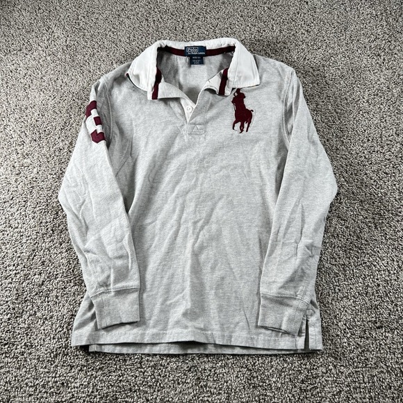 Polo Ralph Lauren Other - Vintage Polo Ralph Lauren The Iconic‎ Rugby Shirt Boys Medium Burgundy Big Pony